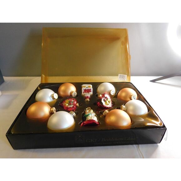 Christmas Ornament Set Vintage Hand Blown Mercury Glass Wedding - Picture 2 of 8